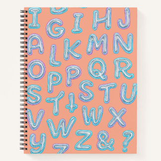 Bold Neon Alphabet Doodle Spiral Notebook
