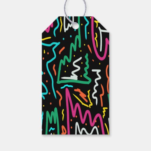 Bold Neon Contrast Party Print Gift Tags