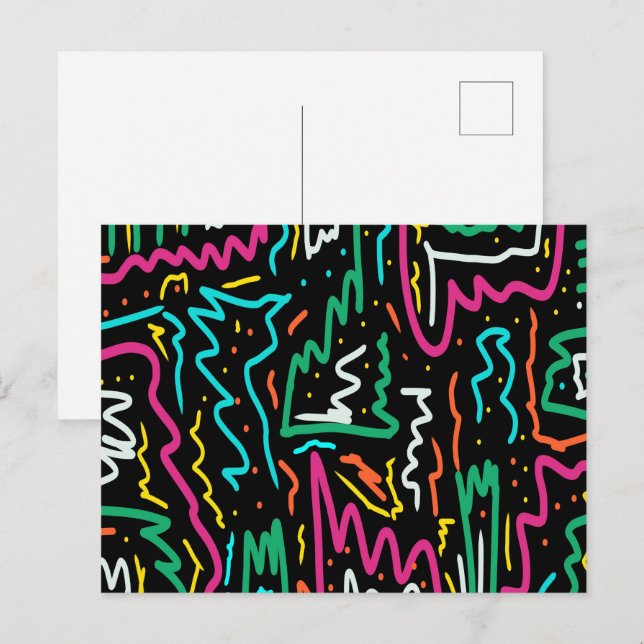 Bold Neon Contrast Party Print Postcard (Front/Back)