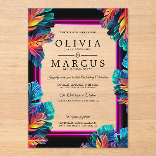 Bold Neon Foliage Acrylic Invitation