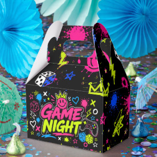 Bold Neon Graffiti Game Night Favor Box