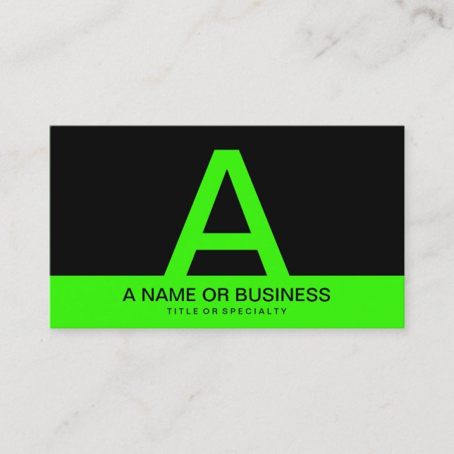 bold neon green monogram business card (Front)