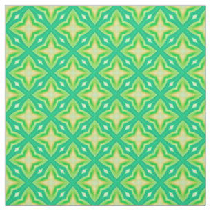 Bold neon green star pattern mosaic fabric