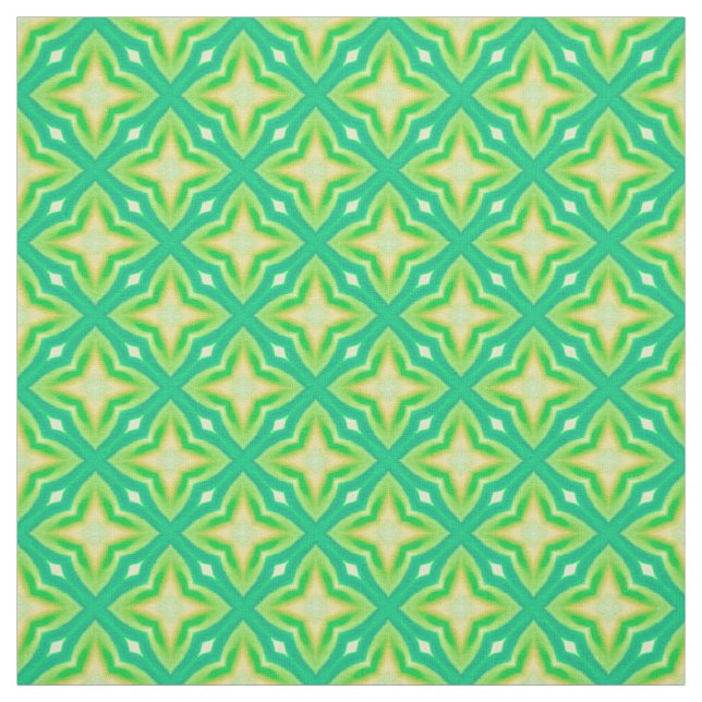Bold neon green star pattern mosaic fabric (Swatch)