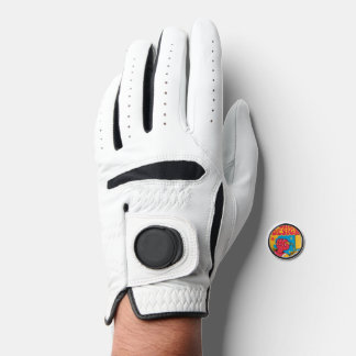 Bold Neon Orange Pink Blue Graphic Golf Glove