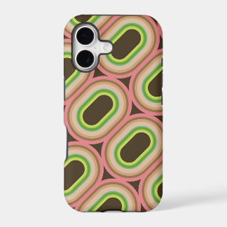 Bold Neon Pink & Green Rings Abstract Mod Pattern iPhone 17 Case