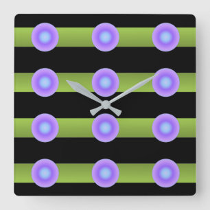 Bold Neon Pop Art Wall Decor with Geometric Dots Square Wall Clock