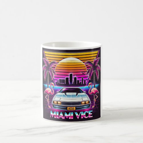 Bold Neon Retro Miami Vice T_Shirt Design Coffee Mug