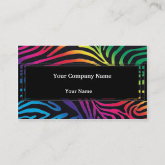 Bold Neon Zebra Stripes Business Card