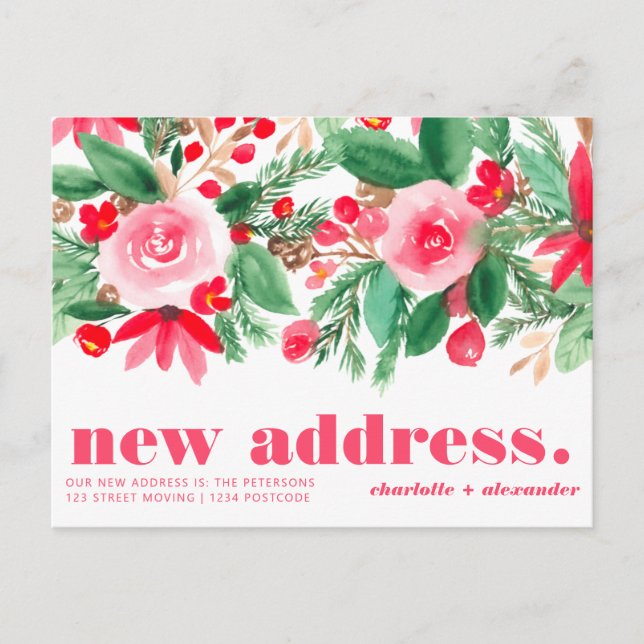 Bold new address Christmas moving announcement (Front)
