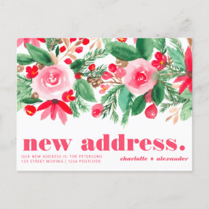 Bold new address Christmas moving announcement Postcard