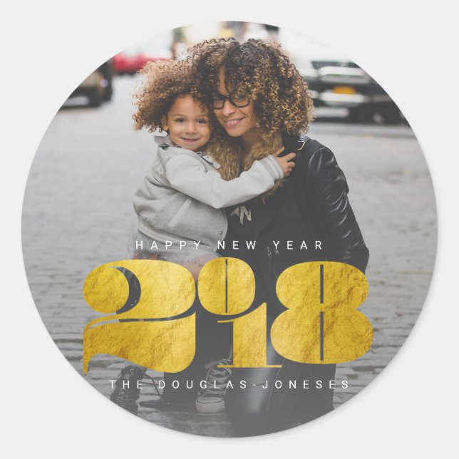 BOLD NEW YEAR(GOLD) CLASSIC ROUND STICKER (Front)