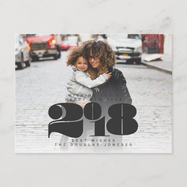 BOLD NEW YEAR HOLIDAY POSTCARD (Front)