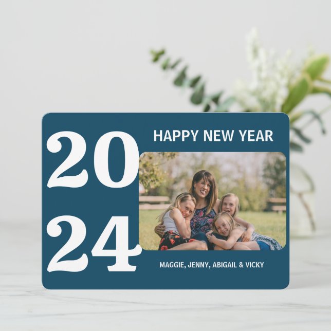 Bold New Year Photo  Holiday Card (Standing Front)