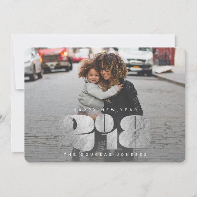 BOLD NEW YEAR(SILVER} HOLIDAY CARD (Front)