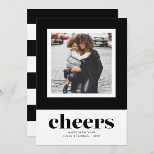Bold New Year's Cheers Single Photo Holiday Card
