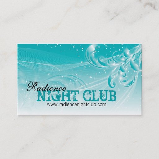 Customizable Bold Night Club Business Card Modern White Teal