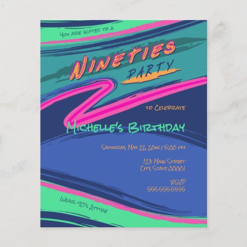 Bold Nineties Party Flyer Invitation