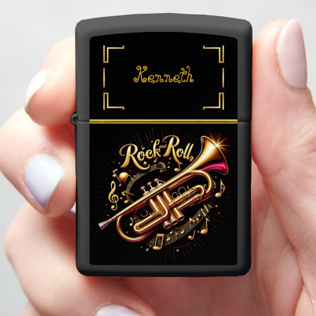 Bold Notes Trumpet Zippo Lighter (In Hand)