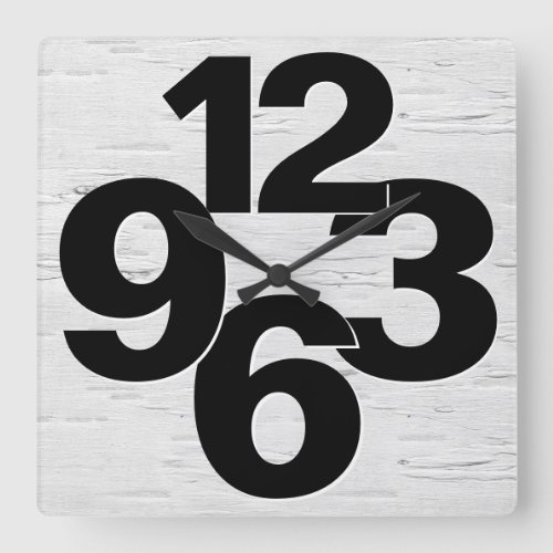 Bold Number Face On Birch Square Wall Clock