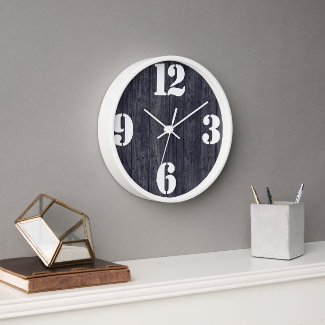 Bold Number Face On Rustic Wood Clock (Office)