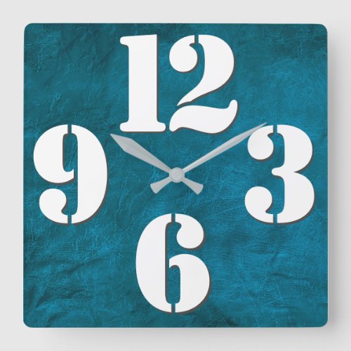 Bold Number Face On Teal Square Wall Clock