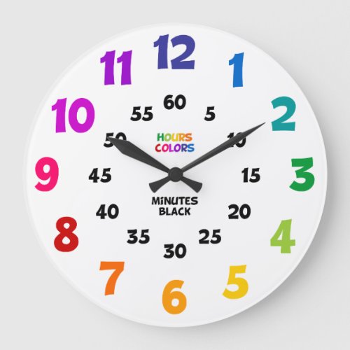Bold Numbers Learn to Tell Time Classroom Wall Large Clock