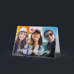 Bold Numbers Photo Collage Happy Birthday Script Card<br><div class="desc">Create your own unique happy birthday wish for a family member or friend with a modern 3 photo collage personalized name folded greeting card. The pictures and all wording on this template are simple to customize. The colors, font styles and overlay opacity are easy to change with the Zazzle Design...</div>