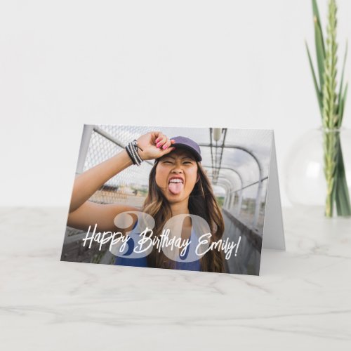 Bold Numbers Photo Overlay Happy Birthday Script