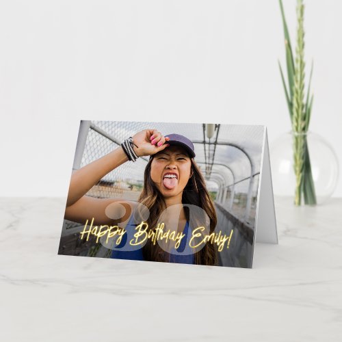 Bold Numbers Photo Overlay Happy Birthday Script