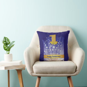 Bold Numeral - 1 Year CUSTOM 12 Step Anniversary Throw Pillow