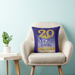 Bold Numeral - 20 Year CUSTOM 12 Step Anniversary Throw Pillow