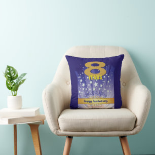 Bold Numeral - 8 Year CUSTOM 12 Step Anniversary Throw Pillow