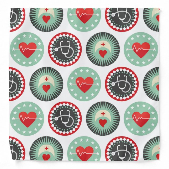 Bold Nurse Pattern - LPN RN Healthcare Bandana (Front)