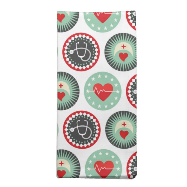 Bold Nurse Pattern - LPN RN Healthcare Cloth Napkin (Folded)