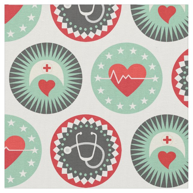 Bold Nurse Pattern - LPN RN Healthcare Fabric (Close Up)