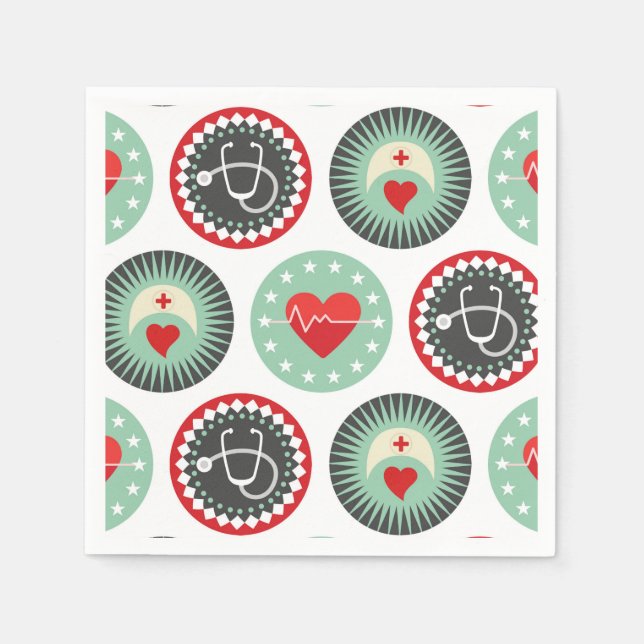 Bold Nurse Pattern - LPN RN Healthcare Napkins (Front)