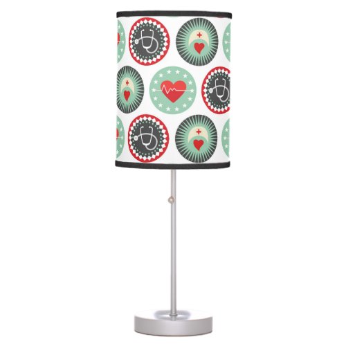 Bold Nurse Pattern _ LPN RN Healthcare Table Lamp