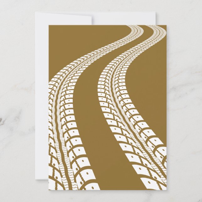 Bold Off-Road Tire Track Rugged Automotive Invitation (Front)