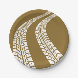 Bold Off-Road Tire Track Rugged Automotive Paper Plates