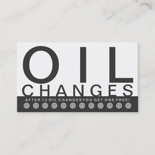 bold OIL CHANGES customer loyalty card (Front)