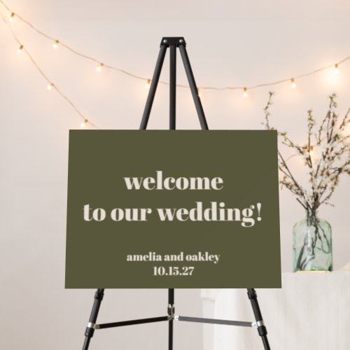Bold Olive Fall Retro Custom Wedding Welcome Sign
