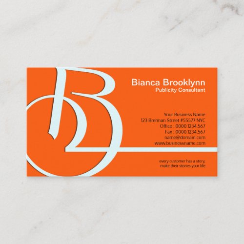 Bold Orange Alphabet_B Signage Special Name Business Card