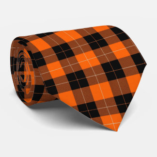 Bold Orange and Black Buffalo Plaid Neck Tie