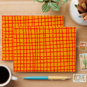 Bold Orange and Red Check Pattern Unique Envelope