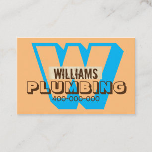 bold orange and tuquoise plumber or other business card