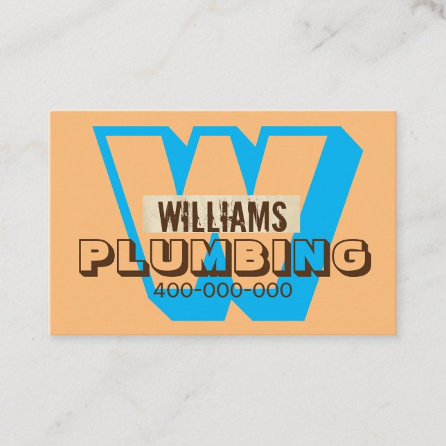 bold orange and tuquoise plumber or other  business card (Front)