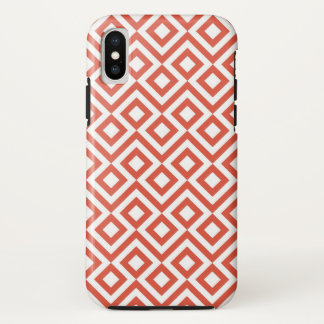 Bold Orange and White Geometric Meander iPhone X Case