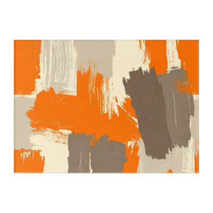 Bold Orange Artisan Brush Strokes Abstract  Acrylic Print