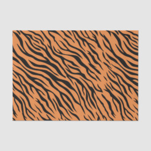 Bold Orange Black Tiger Animal Print Decoupage Tissue Paper
